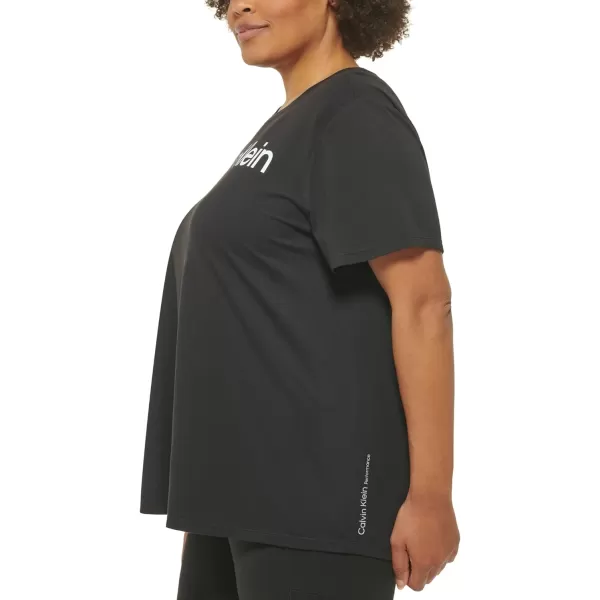 Calvin Klein Performance Womens Plus Size Active Short Sleeve Comfort Stretch TeeBlack