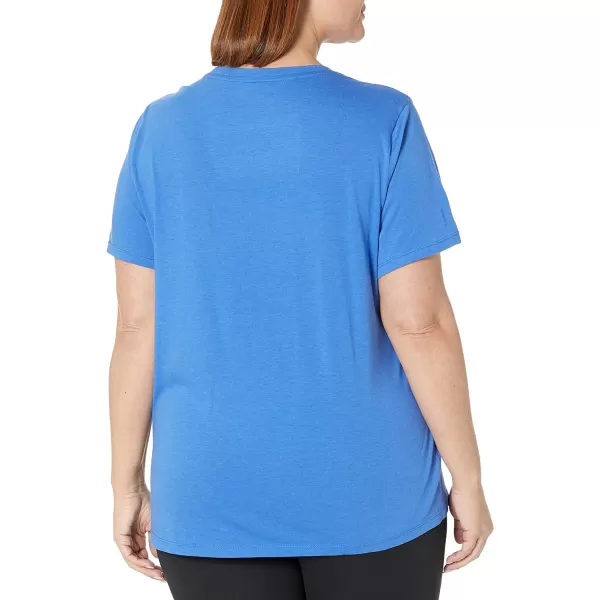 Calvin Klein Performance Womens Plus Size Active Short Sleeve Comfort Stretch TeeBlue Wave