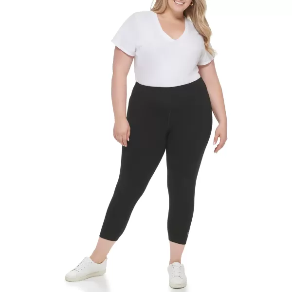 Calvin Klein Performance Womens Plus Size Basic Woven Patch High Waist LeggingBlack