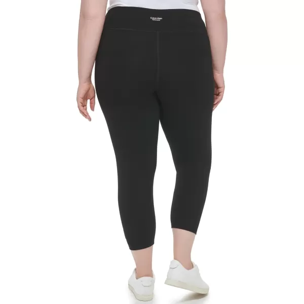 Calvin Klein Performance Womens Plus Size Basic Woven Patch High Waist LeggingBlack