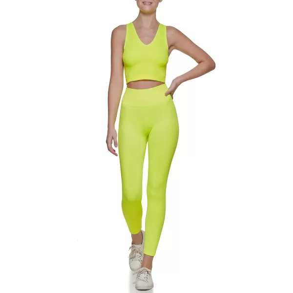 Calvin Klein Performance Womens Thin Rib High Waist 78 LeggingLime Volt