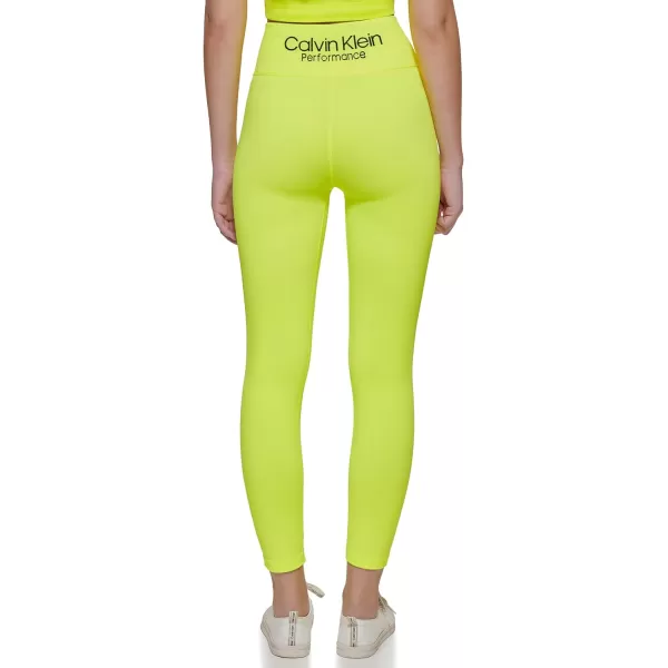 Calvin Klein Performance Womens Thin Rib High Waist 78 LeggingLime Volt