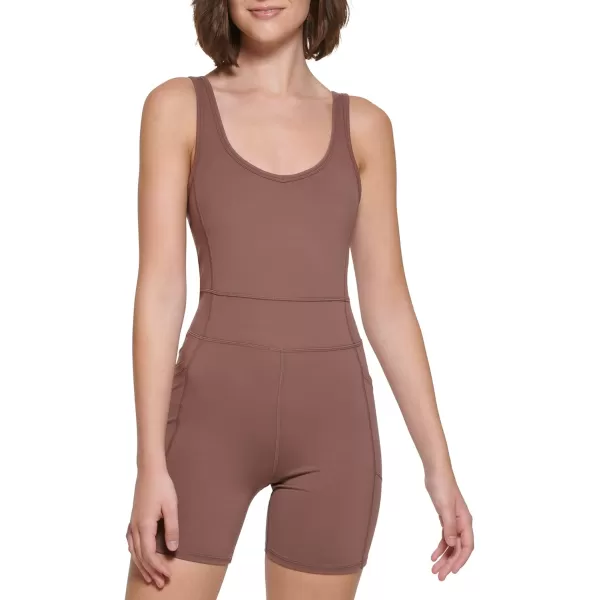 Calvin Klein Performance womens Vneck Workout Onepiece UnitardBike Short Romper UnitardTerre