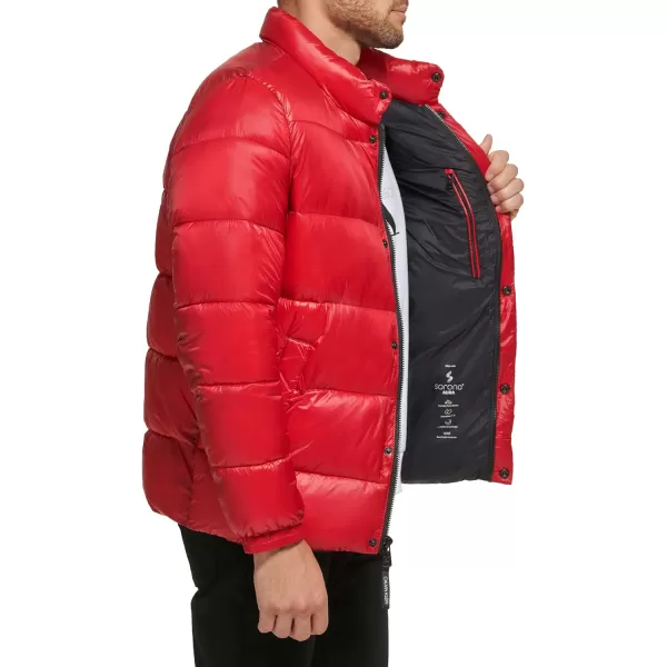 Calvin Klein Puffer JacketMen Winter Coat Water ResistantDeep Red