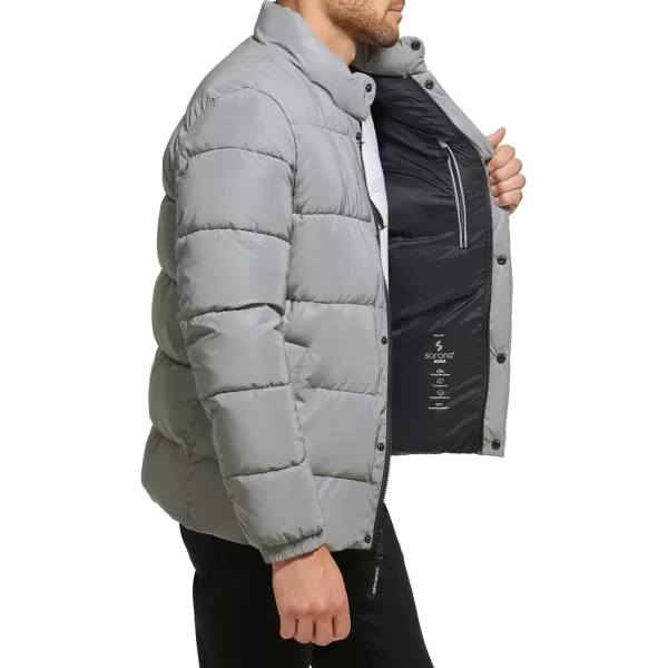 Calvin Klein Puffer JacketMen Winter Coat Water ResistantReflective Silver