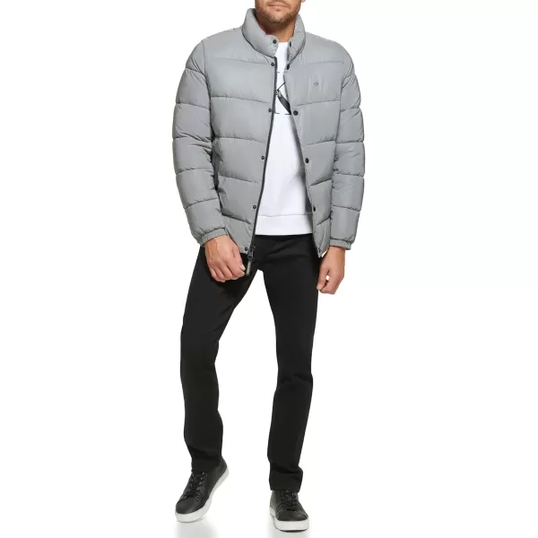 Calvin Klein Puffer JacketMen Winter Coat Water ResistantReflective Silver