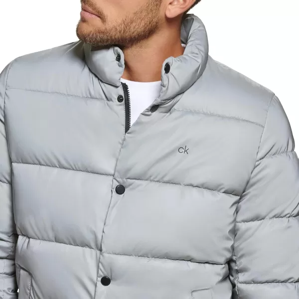 Calvin Klein Puffer JacketMen Winter Coat Water ResistantReflective Silver