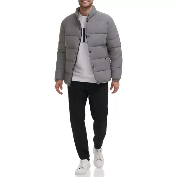 Calvin Klein Puffer JacketMen Winter Coat Water ResistantReflective Silver