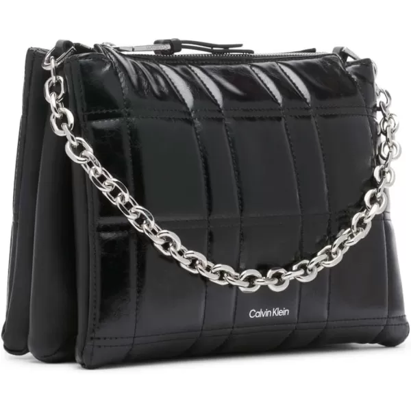 Calvin Klein Rain Triple Compartment Chain CrossbodyBlackSilver