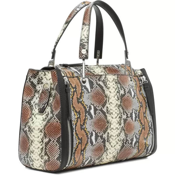 Calvin Klein Reyna Novelty Satchel Caramel Combo One SizeMulti Snake