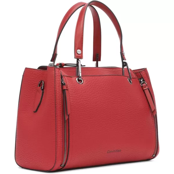 Calvin Klein Reyna Novelty Satchel Caramel Combo One SizeRuby Red