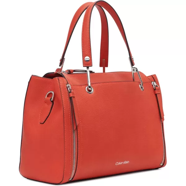 Calvin Klein Reyna Novelty Satchel Caramel Combo One SizeSpicy Orange