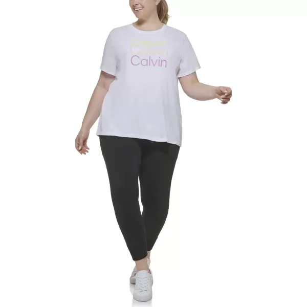 Calvin Klein Size Performance Womens Plus Active TShirtWhite Citrine