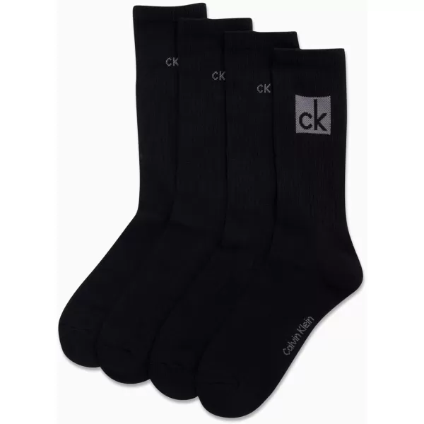 Calvin Klein Socks  Cotton Blend Cushioned MidCalf Athletic Crew Sock 4 PackBlack