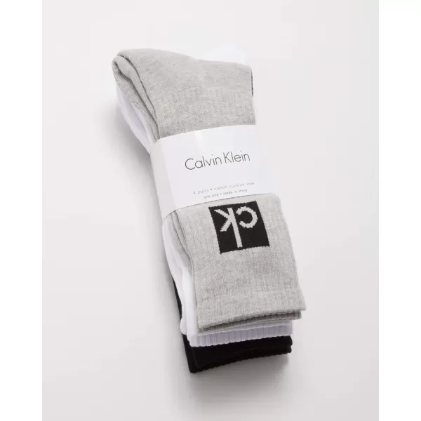 Calvin Klein Socks  Cotton Blend Cushioned MidCalf Athletic Crew Sock 4 PackBlackWhiteGrey