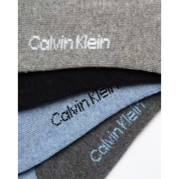 Calvin Klein Socks  Cotton Blend Cushioned MidCalf Athletic Crew Sock 4 PackGreyBlue Assorted