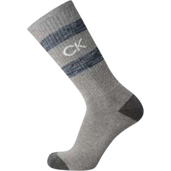 Calvin Klein Socks  Cotton Blend Cushioned MidCalf Athletic Crew Sock 4 PackGreyBlue Assorted