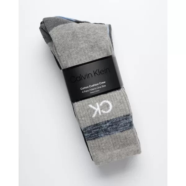 Calvin Klein Socks  Cotton Blend Cushioned MidCalf Athletic Crew Sock 4 PackGreyBlue Assorted