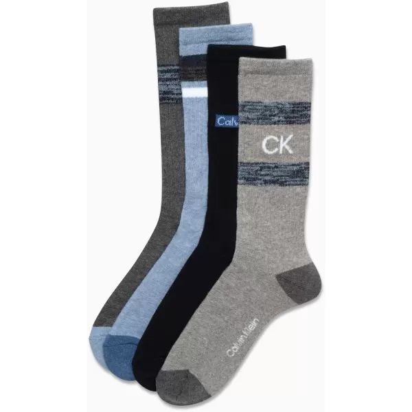 Calvin Klein Socks  Cotton Blend Cushioned MidCalf Athletic Crew Sock 4 PackGreyBlue Assorted