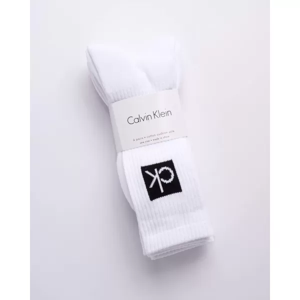 Calvin Klein Socks  Cotton Blend Cushioned MidCalf Athletic Crew Sock 4 PackWhite