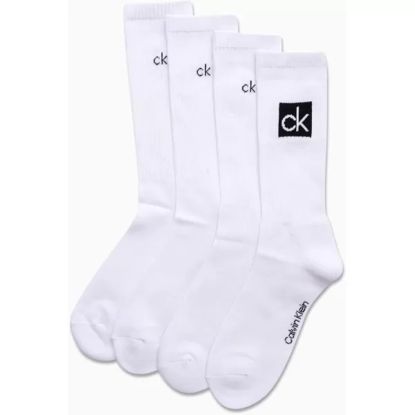 Calvin Klein Socks  Cotton Blend Cushioned MidCalf Athletic Crew Sock 4 PackWhite