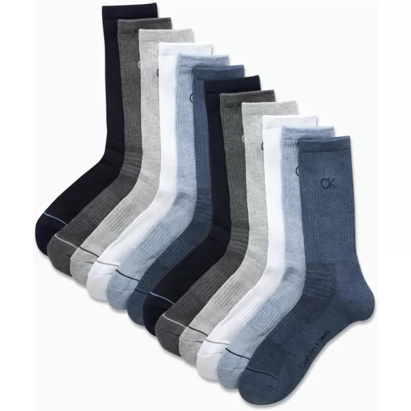Calvin Klein Socks  Cushioned MidCalf Athletic Performance Crew Sock 12 PackBlue Assorted