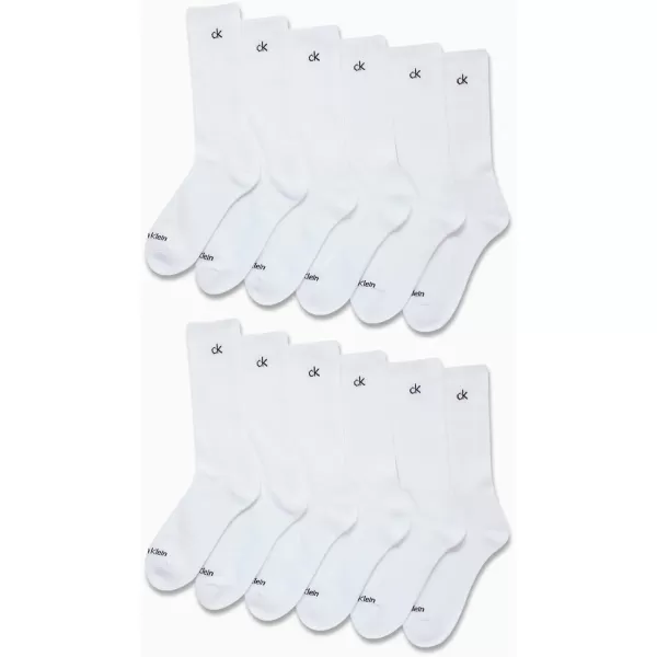 Calvin Klein Socks  Cushioned MidCalf Athletic Performance Crew Sock 12 PackWhite Pure