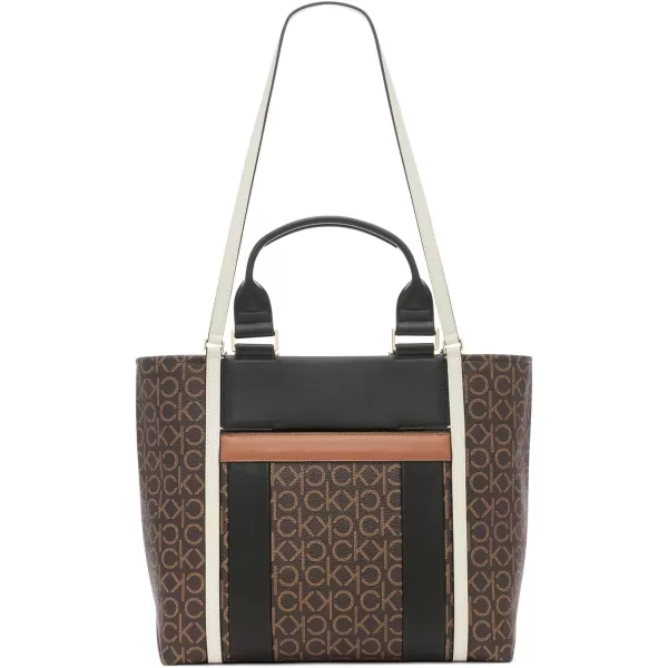 Calvin Klein Sol Box ToteBrownKhakiBlackWhiteCaramel