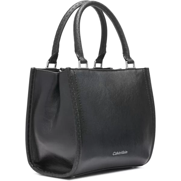 Calvin Klein Sophia Triple Compartment CrossbodyBlackSilver Waxed Pu Emboss