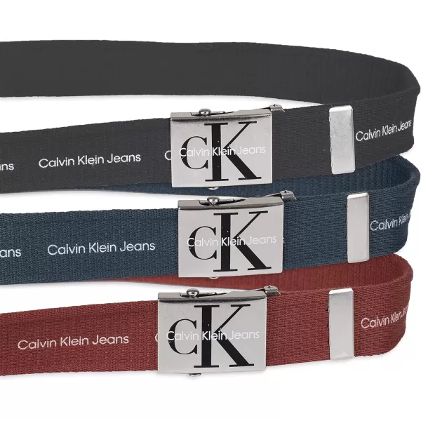 Calvin Klein UnisexAdult Casual Adjustable Web Belts  1 Pack and 3 Pack Options3 BlackDark RedNavy