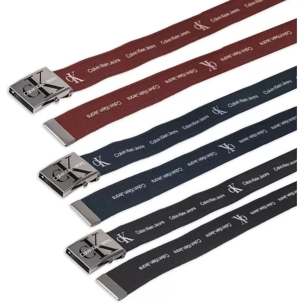 Calvin Klein UnisexAdult Casual Adjustable Web Belts  1 Pack and 3 Pack Options3 BlackDark RedNavy