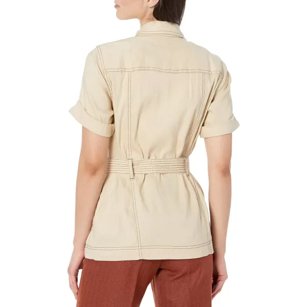 Calvin Klein Women Missy Everyday Short Sleeve Belted Lined JacketWheat