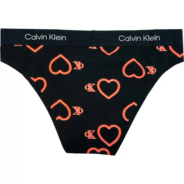 Calvin Klein Womens 1996 Cotton Modern Bikini Panties1 Neon Hearts Black