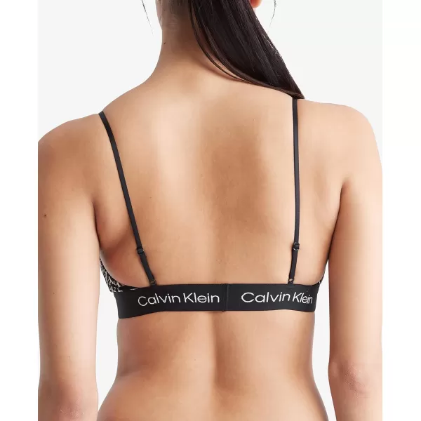 Calvin Klein Womens 1996 Cotton Unlined BraletteWarped Logo Print Black