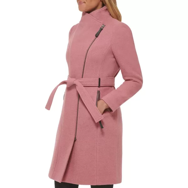 Calvin Klein Womens Angled Twill Fabric Wing Collar CoatRose