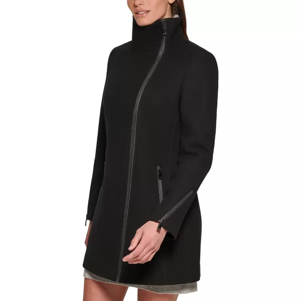 Calvin Klein Womens Asymmetrical Wool JacketBlack