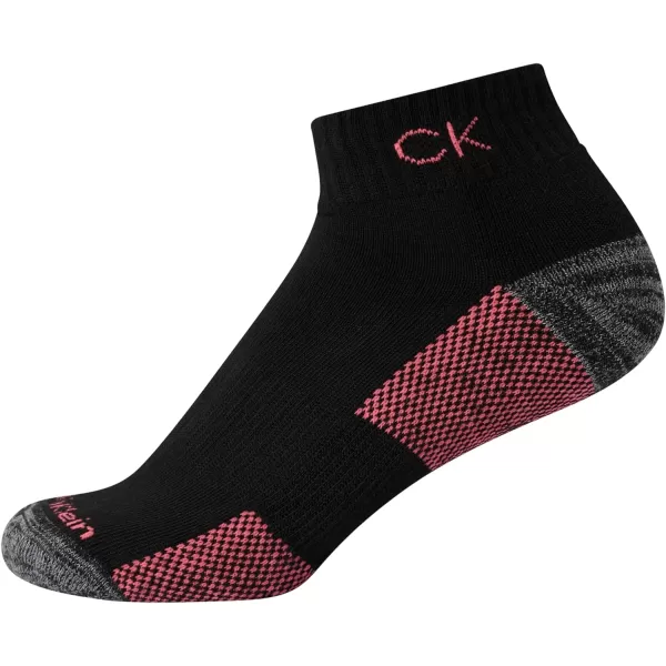 Calvin Klein Womens Athletic Sock  Cushion Quarter Cut Ankle Socks 12 PackBlack Ck