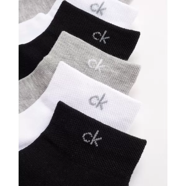Calvin Klein Womens Athletic Sock  Cushion Quarter Cut Ankle Socks 12 PackBlackWhiteGrey
