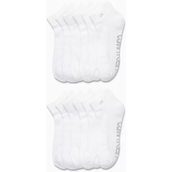Calvin Klein Womens Athletic Sock  Cushion Quarter Cut Ankle Socks 12 PackPure White
