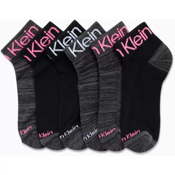 Calvin Klein Womens Athletic Sock  Cushion Quarter Cut Ankle Socks 6 PackBlack Assorted