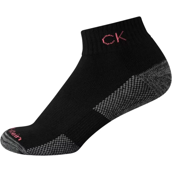 Calvin Klein Womens Athletic Sock  Cushion Quarter Cut Ankle Socks 6 PackBlack Ck