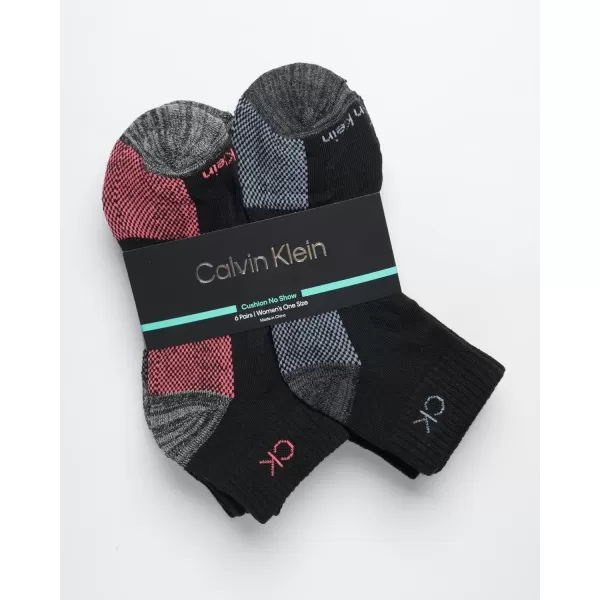 Calvin Klein Womens Athletic Sock  Cushion Quarter Cut Ankle Socks 6 PackBlack Ck