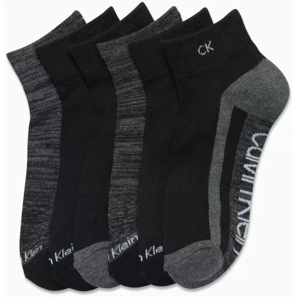 Calvin Klein Womens Athletic Sock  Cushion Quarter Cut Ankle Socks 6 PackGrey Assorted