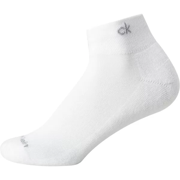 Calvin Klein Womens Athletic Sock  Cushion Quarter Cut Ankle Socks 6 PackWhite