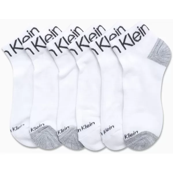 Calvin Klein Womens Athletic Sock  Cushion Quarter Cut Ankle Socks 6 PackWhite Assorted