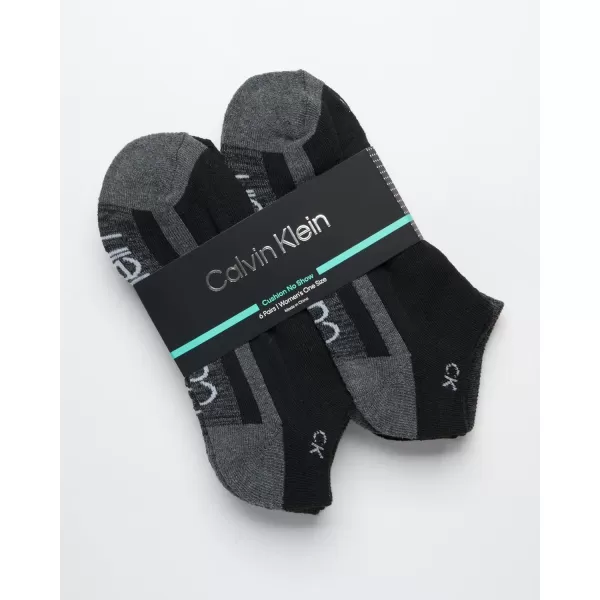 Calvin Klein Womens Athletic Socks  Cushion No Show Socks 6 PackBlack Assorted