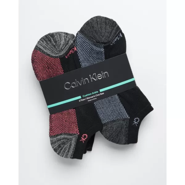 Calvin Klein Womens Athletic Socks  Cushion No Show Socks 6 PackBlack Logo