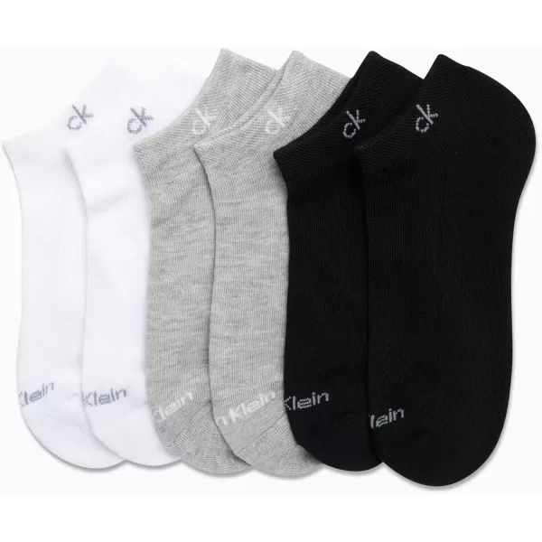 Calvin Klein Womens Athletic Socks  Cushion No Show Socks 6 PackBlackWhiteGrey