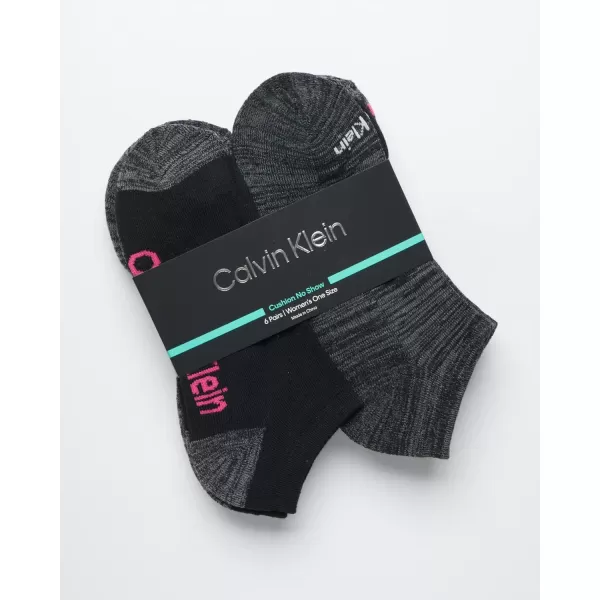 Calvin Klein Womens Athletic Socks  Cushion No Show Socks 6 PackGrey Multi