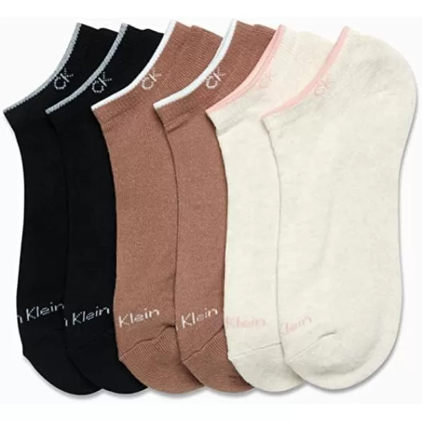 Calvin Klein Womens Athletic Socks  Cushion No Show Socks 6 PackNeutral Assorted